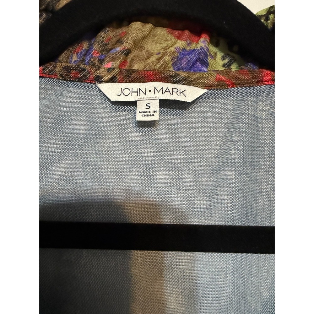 John Mark Y2K Mesh Denim Print Jacket Women Small Indie Grunge Festival Sheer - Picture 4 of 8